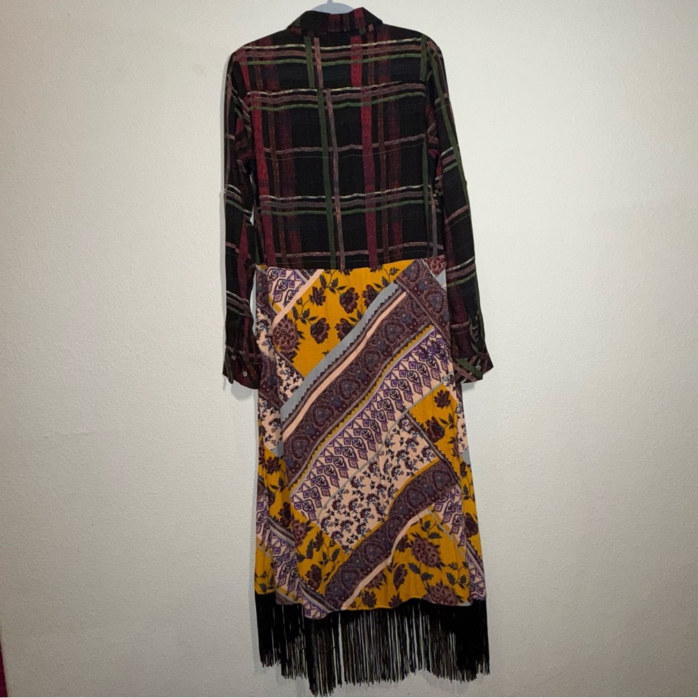 ODDY Bohemian button up long sleeve fringe Dress duster cardigan small S free - Picture 3 of 16